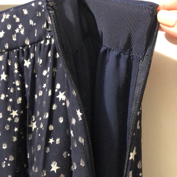 Kate Spade Skirt Women 12 Sparkling Stars Dots Raffled Hem Night Sky Blue New - Picture 4 of 9